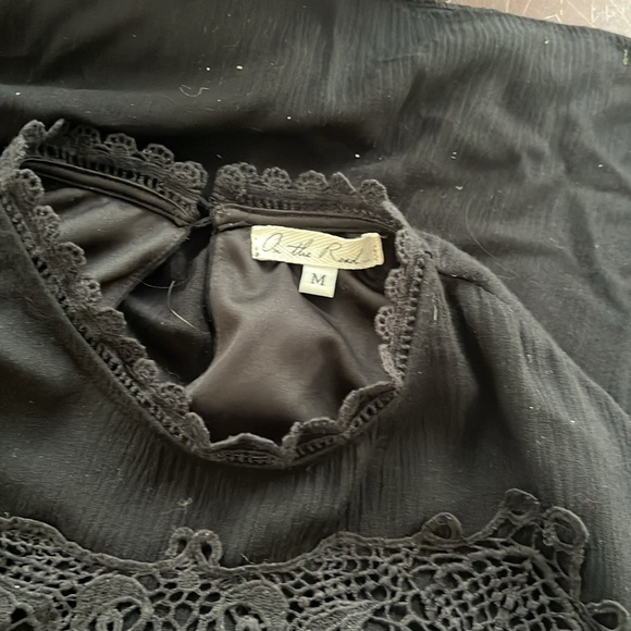 On the Road Black Lace Long Sleeve Midi Dress Size Medium - Picture 8 of 8
